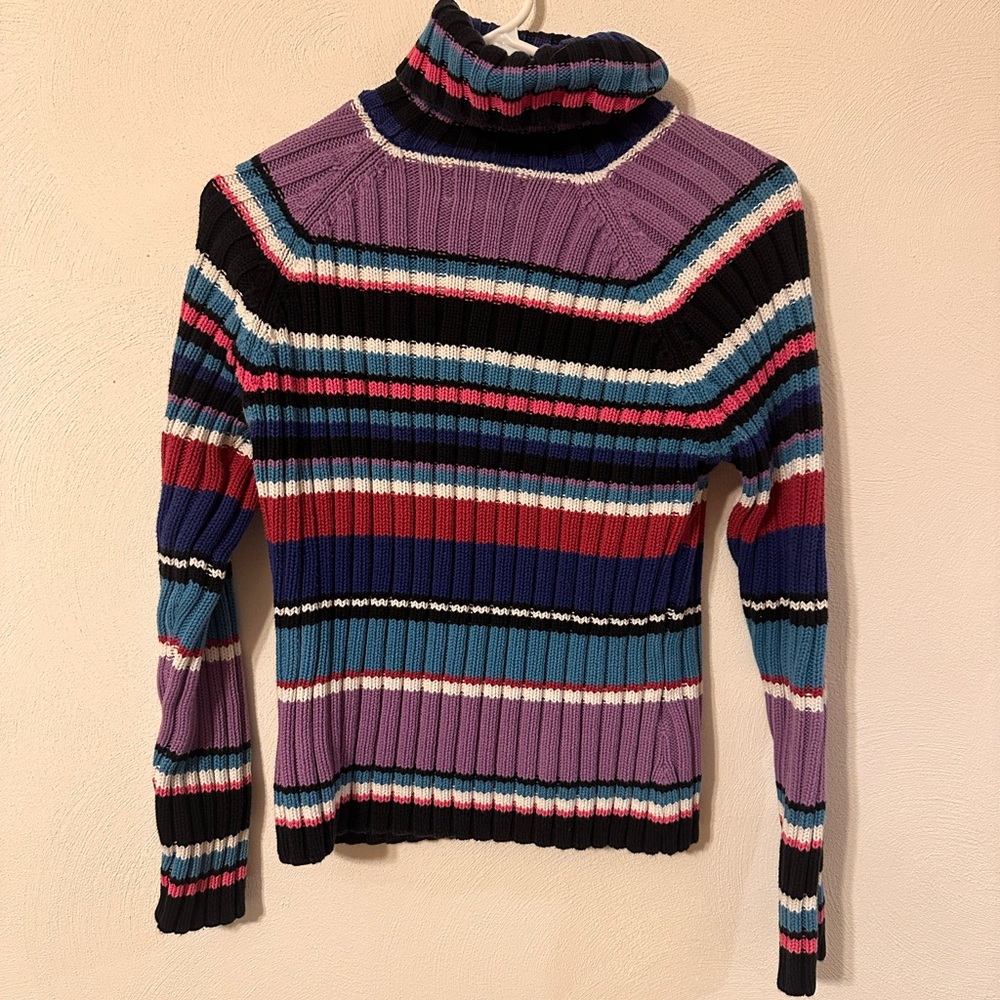 St. John’s Bay 100% Cotton Colorblock Turtleneck sweater - Picture 1 of 3